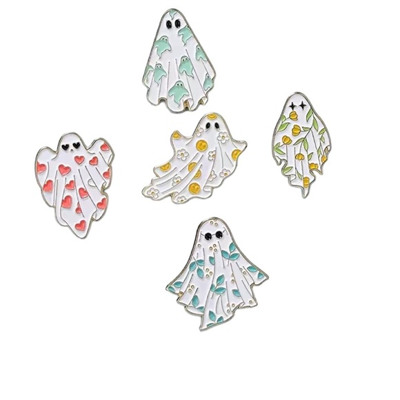 5pc Boo-tiful Ghost Enamel Pin Brooch - Picture 7 of 7
